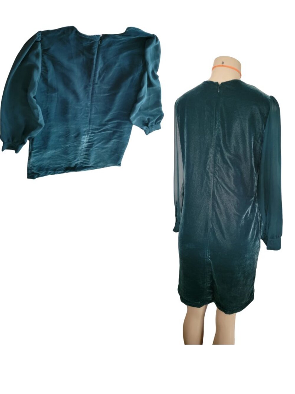 J. Crew Dark Green Velvet Midi Dress Long Sleeve - Picture 6 of 14